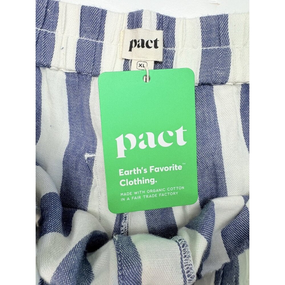 *New PACT Shorts Womens XL Blue White Striped Organic Cotton Granola Indie Boho - Picture 4 of 10